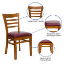 Flash Furniture XU-DGW0005LAD-CHY-BURV-GG Restaurant Chair w/ Ladder Back & Burgundy Vinyl Seat - Beechwood, Cherry Finish thumbnail 8
