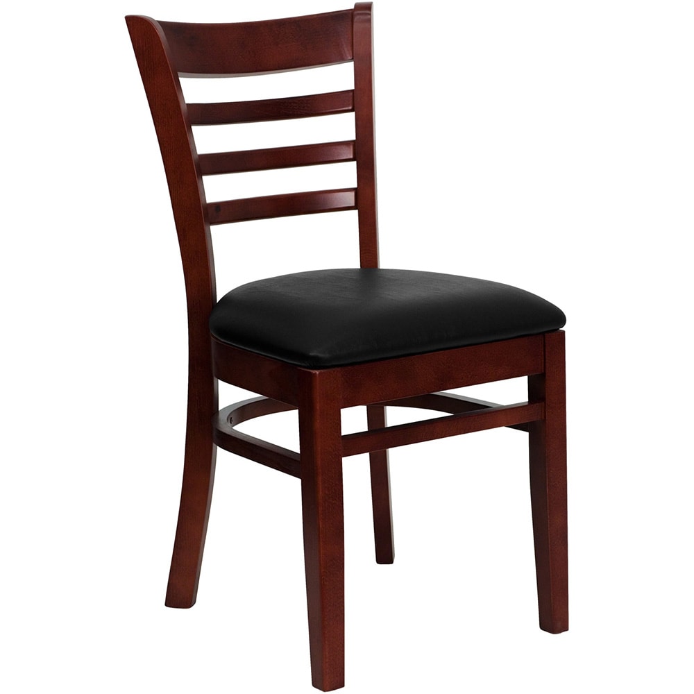 Flash Furniture XU-DGW0005LAD-MAH-BLKV-GG Restaurant Chair w/ Ladder Back & Black Vinyl Seat - Beechwood, Mahogany Finish
