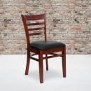 Flash Furniture XU-DGW0005LAD-MAH-BLKV-GG Restaurant Chair w/ Ladder Back & Black Vinyl Seat - Beechwood, Mahogany Finish thumbnail 9