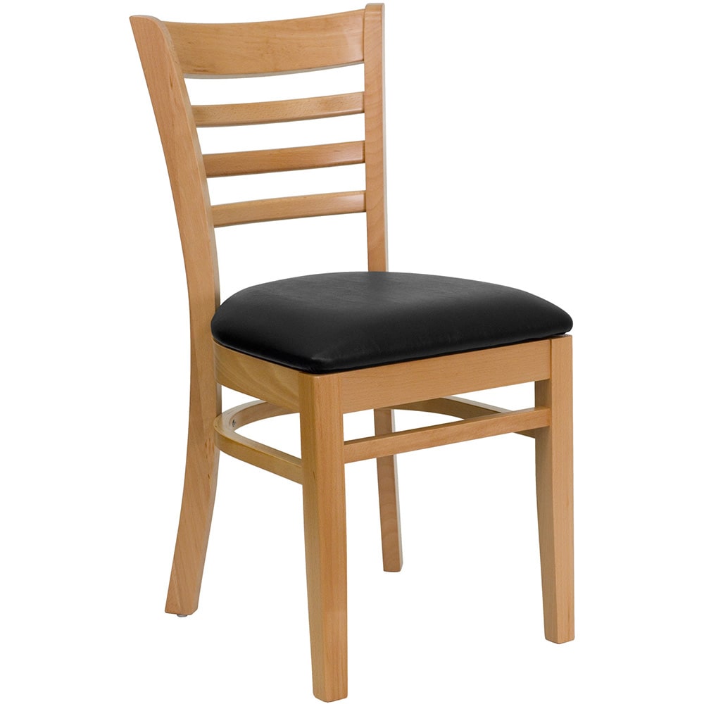 Flash Furniture XU-DGW0005LAD-NAT-BLKV-GG Restaurant Chair w/ Ladder Back & Black Vinyl Seat - Beechwood, Natural Finish