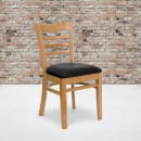 Flash Furniture XU-DGW0005LAD-NAT-BLKV-GG Restaurant Chair w/ Ladder Back & Black Vinyl Seat - Beechwood, Natural Finish thumbnail 9