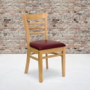 Flash Furniture XU-DGW0005LAD-NAT-BURV-GG Restaurant Chair w/ Ladder Back & Burgundy Vinyl Seat - Beechwood, Natural Finish thumbnail 5