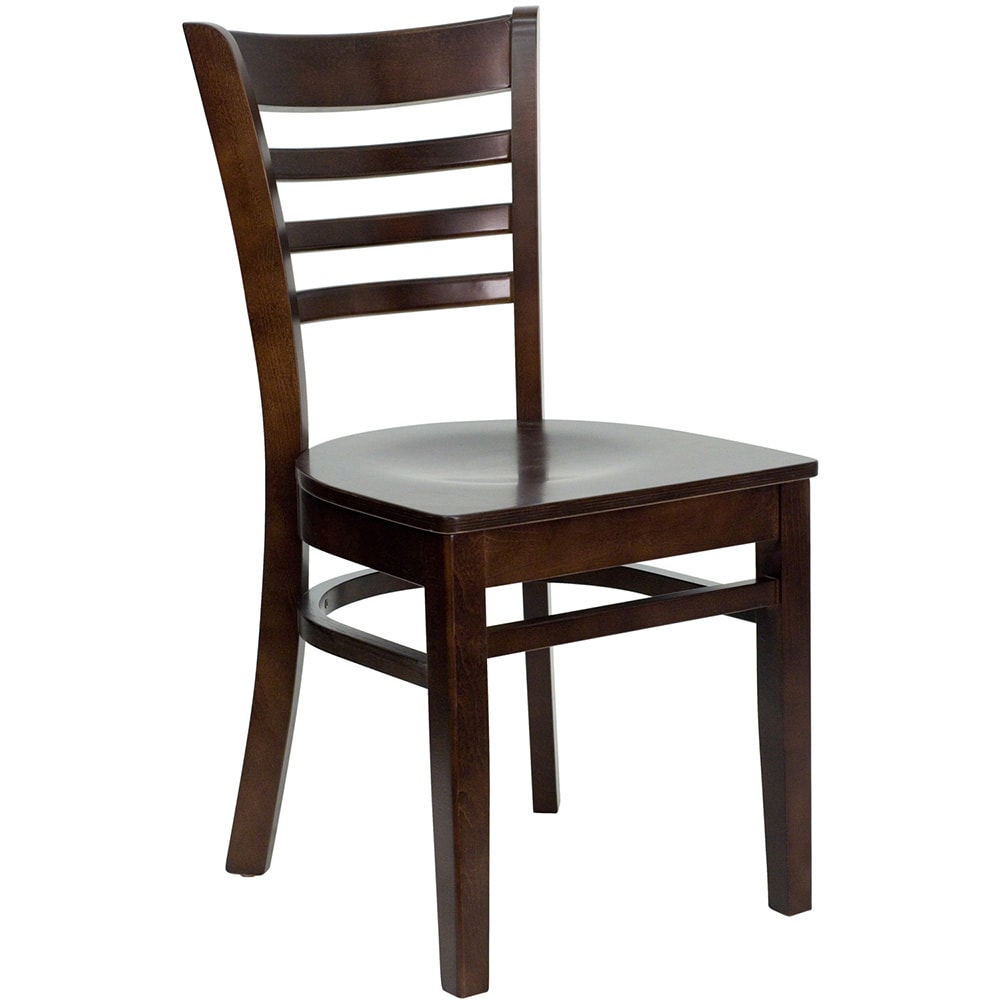 Flash Furniture XU-DGW0005LAD-WAL-GG Restaurant Chair w/ Ladder Back - Beechwood, Walnut Finish
