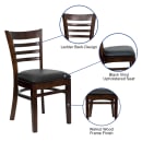 Flash Furniture XU-DGW0005LAD-WAL-BLKV-GG Restaurant Chair w/ Ladder Back & Black Vinyl Seat - Beechwood, Walnut Finish thumbnail 6