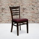 Flash Furniture XU-DGW0005LAD-WAL-BURV-GG Restaurant Chair w/ Ladder Back & Burgundy Vinyl Seat - Beechwood, Walnut Finish thumbnail 5
