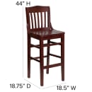 Flash Furniture XU-DG-W0006BAR-MAH-GG Bar Stool w/ Schoolhouse Back & Wood Seat, Mahogany thumbnail 2
