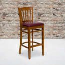 Flash Furniture XU-DGW0008BARVRT-CHY-BURV-GG Bar Stool w/ Vertical Slat Back & Burgundy Vinyl Seat, Cherry thumbnail 5