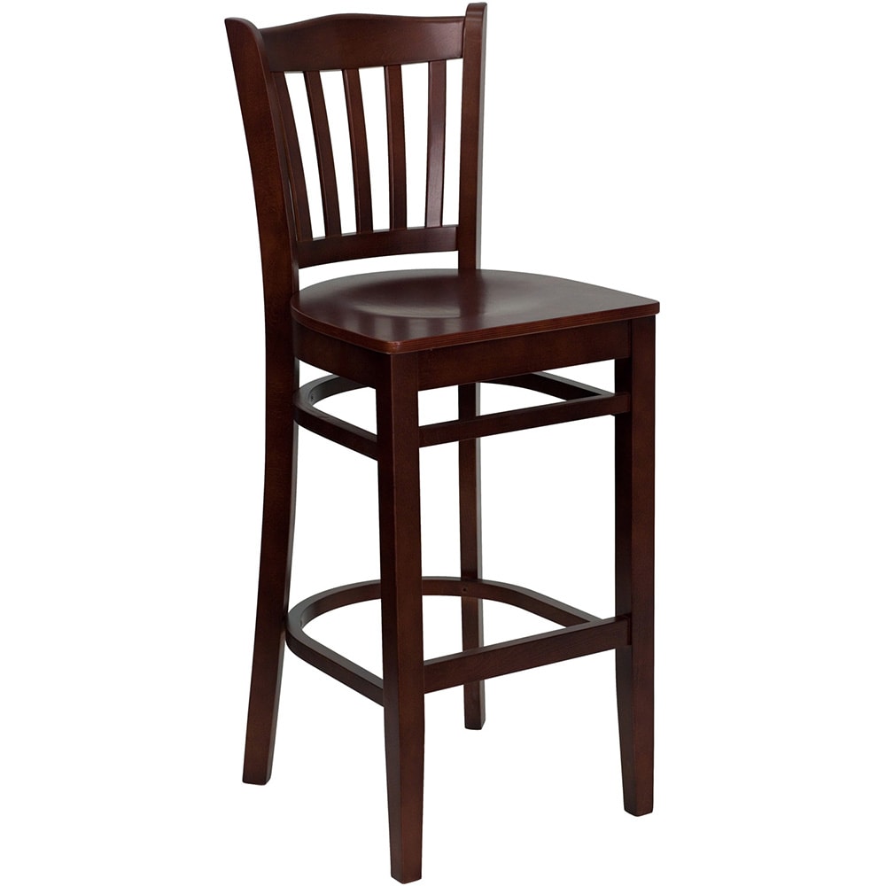 Flash Furniture XU-DGW0008BARVRT-MAH-GG Bar Stool w/ Vertical Slat Back & Wood Seat, Mahogany