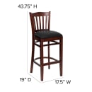 Flash Furniture XU-DGW0008BARVRT-MAH-BLKV-GG Bar Stool w/ Vertical Slat Back & Black Vinyl Seat, Mahogany thumbnail 2