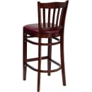Flash Furniture XU-DGW0008BARVRT-MAH-BURV-GG Bar Stool w/ Vertical Slat Back & Burgundy Vinyl Seat, Mahogany thumbnail 3