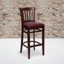 Flash Furniture XU-DGW0008BARVRT-MAH-BURV-GG Bar Stool w/ Vertical Slat Back & Burgundy Vinyl Seat, Mahogany thumbnail 5