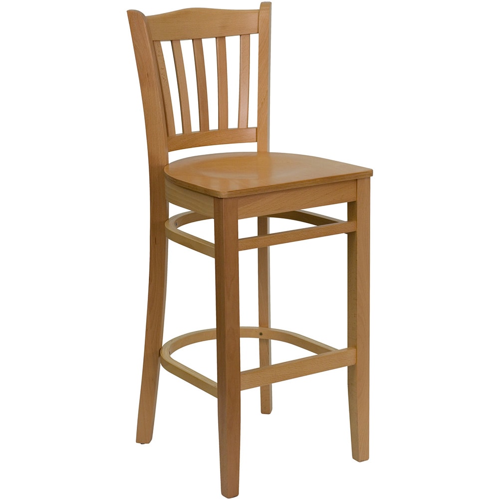 Flash Furniture XU-DGW0008BARVRT-NAT-GG Bar Stool w/ Vertical Slat Back & Wood Seat, Natural