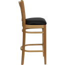 Flash Furniture XU-DGW0008BARVRT-NAT-BLKV-GG Bar Stool w/ Vertical Slat Back & Black Vinyl Seat, Natural thumbnail 2