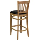 Flash Furniture XU-DGW0008BARVRT-NAT-BLKV-GG Bar Stool w/ Vertical Slat Back & Black Vinyl Seat, Natural thumbnail 3