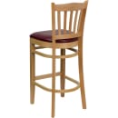 Flash Furniture XU-DGW0008BARVRT-NAT-BURV-GG Bar Stool w/ Vertical Slat Back & Burgundy Vinyl Seat, Natural thumbnail 3