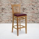 Flash Furniture XU-DGW0008BARVRT-NAT-BURV-GG Bar Stool w/ Vertical Slat Back & Burgundy Vinyl Seat, Natural thumbnail 5