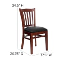Flash Furniture XU-DGW0008VRT-MAH-BLKV-GG Restaurant Chair w/ Vertical Slat Back & Black Vinyl Seat - Beechwood, Mahogany Finish thumbnail 2