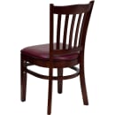 Flash Furniture XU-DGW0008VRT-MAH-BURV-GG Restaurant Chair w/ Vertical Slat Back & Burgundy Vinyl Seat - Beechwood, Mahogany Finish thumbnail 3