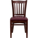 Flash Furniture XU-DGW0008VRT-MAH-BURV-GG Restaurant Chair w/ Vertical Slat Back & Burgundy Vinyl Seat - Beechwood, Mahogany Finish thumbnail 4