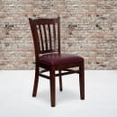 Flash Furniture XU-DGW0008VRT-MAH-BURV-GG Restaurant Chair w/ Vertical Slat Back & Burgundy Vinyl Seat - Beechwood, Mahogany Finish thumbnail 5