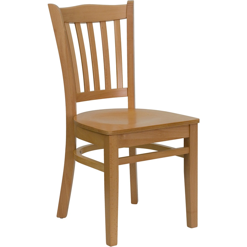 Flash Furniture XU-DGW0008VRT-NAT-GG Restaurant Chair w/ Vertical Slat Back - Beechwood, Natural Finish