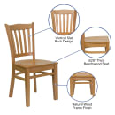 Flash Furniture XU-DGW0008VRT-NAT-GG Restaurant Chair w/ Vertical Slat Back - Beechwood, Natural Finish thumbnail 6