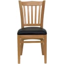 Flash Furniture XU-DGW0008VRT-NAT-BLKV-GG Restaurant Chair w/ Vertical Slat Back & Black Vinyl Seat - Beechwood, Natural Finish thumbnail 4