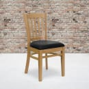 Flash Furniture XU-DGW0008VRT-NAT-BLKV-GG Restaurant Chair w/ Vertical Slat Back & Black Vinyl Seat - Beechwood, Natural Finish thumbnail 5