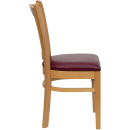 Flash Furniture XU-DGW0008VRT-NAT-BURV-GG Restaurant Chair w/ Vertical Slat Back & Burgundy Vinyl Seat - Beechwood, Natural Finish thumbnail 2