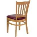Flash Furniture XU-DGW0008VRT-NAT-BURV-GG Restaurant Chair w/ Vertical Slat Back & Burgundy Vinyl Seat - Beechwood, Natural Finish thumbnail 3