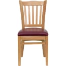Flash Furniture XU-DGW0008VRT-NAT-BURV-GG Restaurant Chair w/ Vertical Slat Back & Burgundy Vinyl Seat - Beechwood, Natural Finish thumbnail 4