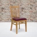 Flash Furniture XU-DGW0008VRT-NAT-BURV-GG Restaurant Chair w/ Vertical Slat Back & Burgundy Vinyl Seat - Beechwood, Natural Finish thumbnail 5