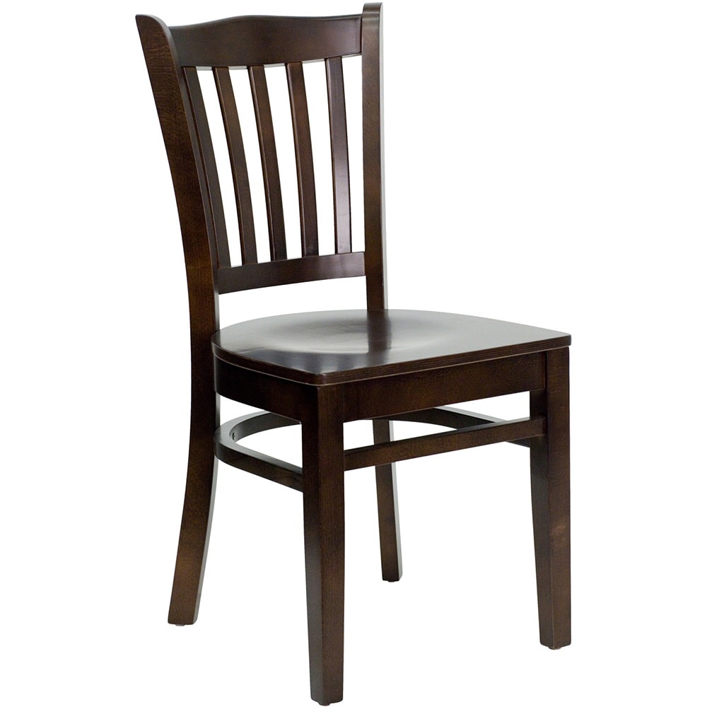 Flash Furniture XU-DGW0008VRT-WAL-GG Restaurant Chair w/ Vertical Slat Back - Beechwood, Walnut Finish