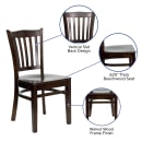 Flash Furniture XU-DGW0008VRT-WAL-GG Restaurant Chair w/ Vertical Slat Back - Beechwood, Walnut Finish thumbnail 6