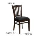 Flash Furniture XU-DGW0008VRT-WAL-BLKV-GG Restaurant Chair w/ Vertical Slat Back & Black Vinyl Seat - Beechwood, Walnut Finish thumbnail 2