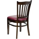 Flash Furniture XU-DGW0008VRT-WAL-BURV-GG Restaurant Chair w/ Vertical Slat Back & Burgundy Vinyl Seat - Beechwood, Walnut Finish thumbnail 3