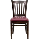 Flash Furniture XU-DGW0008VRT-WAL-BURV-GG Restaurant Chair w/ Vertical Slat Back & Burgundy Vinyl Seat - Beechwood, Walnut Finish thumbnail 4