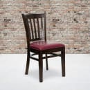 Flash Furniture XU-DGW0008VRT-WAL-BURV-GG Restaurant Chair w/ Vertical Slat Back & Burgundy Vinyl Seat - Beechwood, Walnut Finish thumbnail 5