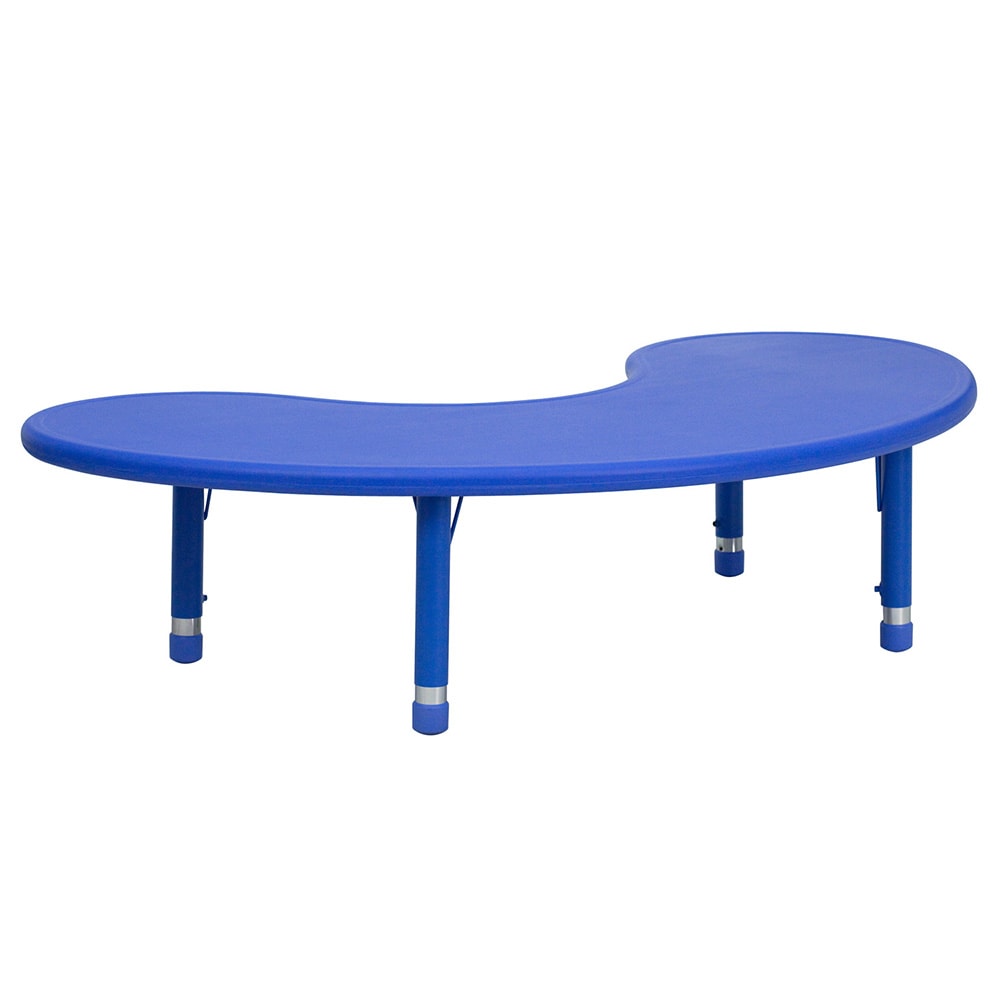 Flash Furniture YU-YCX-004-2-MOON-TBL-BLUE-GG Half Moon Preschool Activity Table - 65"L x 35"W, Plastic Top, Blue