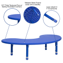 Flash Furniture YU-YCX-004-2-MOON-TBL-BLUE-GG Half Moon Preschool Activity Table - 65"L x 35"W, Plastic Top, Blue thumbnail 5