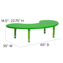 Flash Furniture YU-YCX-004-2-MOON-TBL-GREEN-GG Half Moon Preschool Activity Table - 65"L x 35"W, Plastic Top, Green thumbnail 2