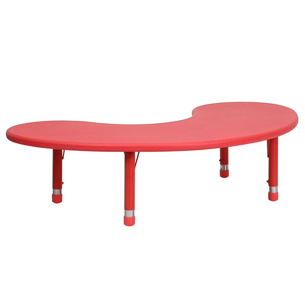 Flash Furniture YU-YCX-004-2-MOON-TBL-RED-GG Half Moon Preschool Activity Table - 65"L x 35"W, Plastic Top, Red