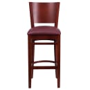 Flash Furniture XU-DG-W0094BAR-MAH-BURV-GG Bar Stool w/ Solid Back & Burgundy Vinyl Seat, Mahogany thumbnail 4