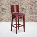 Flash Furniture XU-DG-W0094BAR-MAH-BURV-GG Bar Stool w/ Solid Back & Burgundy Vinyl Seat, Mahogany thumbnail 5