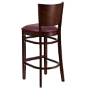 Flash Furniture XU-DG-W0094BAR-WAL-BURV-GG Bar Stool w/ Solid Back & Burgundy Vinyl Seat, Walnut thumbnail 3