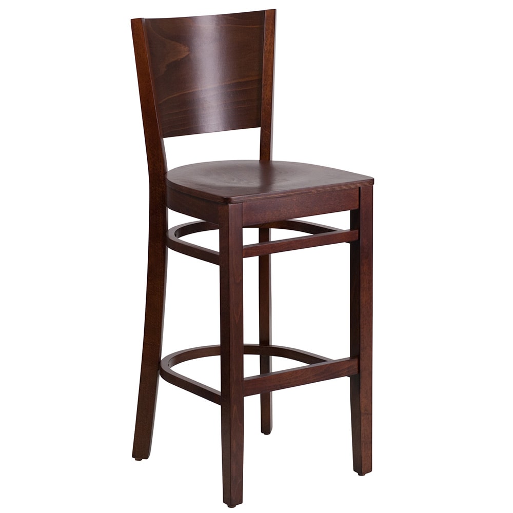 Flash Furniture XU-DG-W0094BAR-WAL-WAL-GG Bar Stool w/ Solid Back & Wood Seat, Walnut