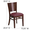 Flash Furniture XU-DG-W0094B-WAL-BURV-GG Restaurant Chair w/ Solid Back & Burgundy Vinyl Seat - Beechwood Frame, Walnut Finish thumbnail 2