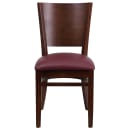 Flash Furniture XU-DG-W0094B-WAL-BURV-GG Restaurant Chair w/ Solid Back & Burgundy Vinyl Seat - Beechwood Frame, Walnut Finish thumbnail 5