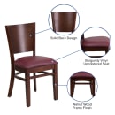 Flash Furniture XU-DG-W0094B-WAL-BURV-GG Restaurant Chair w/ Solid Back & Burgundy Vinyl Seat - Beechwood Frame, Walnut Finish thumbnail 6