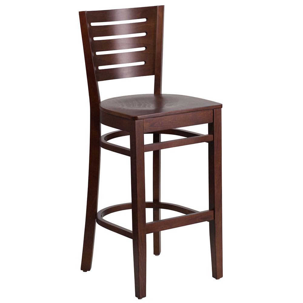 Flash Furniture XU-DG-W0108BBAR-WAL-WAL-GG Bar Stool w/ Slat Back & Wood Seat, Walnut